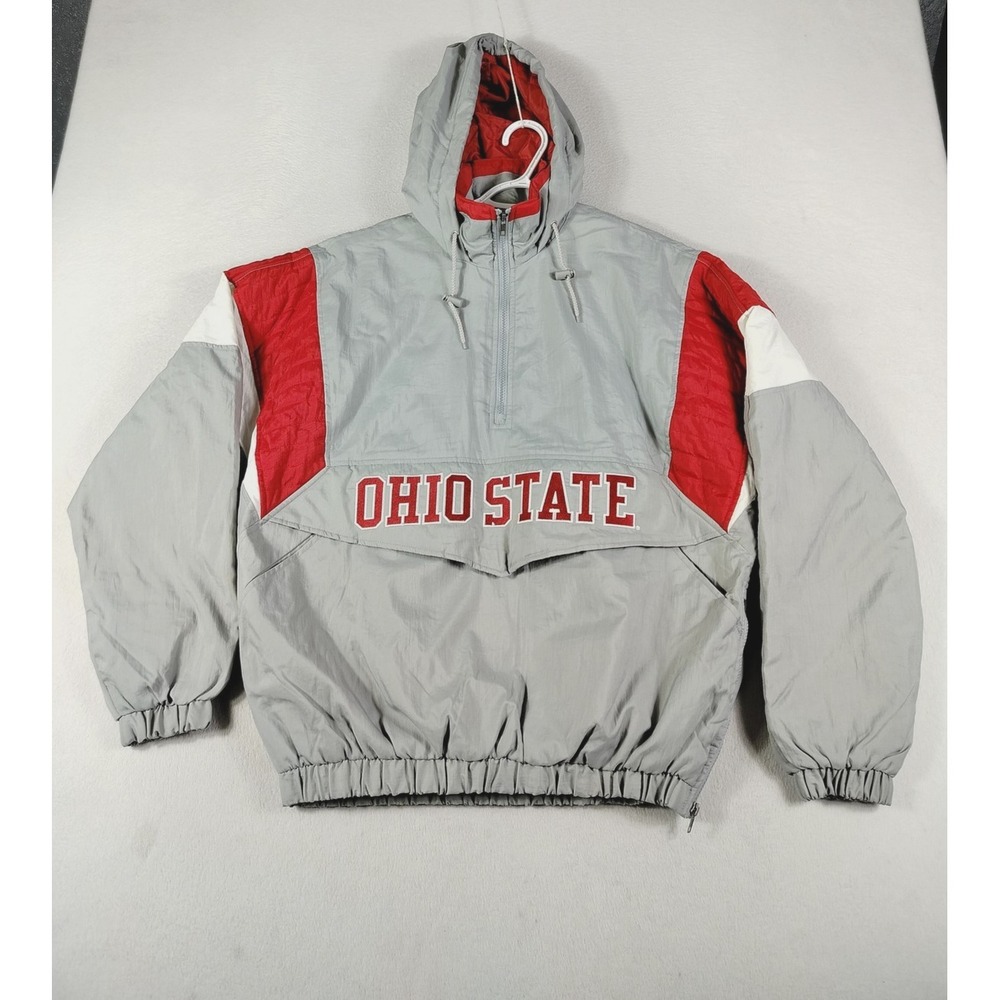 Vintage Ohio State Buckeyes Jacket Mens Medium Gray NCAA Football Majestic